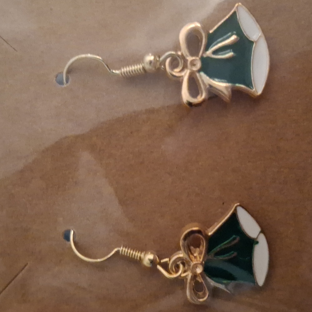 Green bell earrings